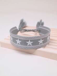 星星刺繡流蘇裝飾手環 - 灰色 - 查看 2