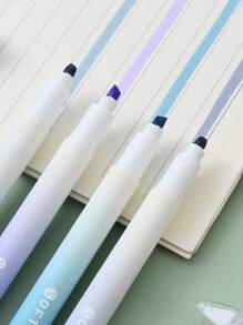 4pcs/set Taro Bread Puff Gradient Fluorescent Highlighter Pens - Multicolor - View 5
