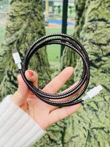 1pc Solid Color PVC Cable Protector - Black - View 1