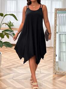 SHEIN LUNE Robe à fines brides unicolore asymétrique