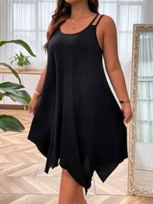SHEIN LUNE Robe à fines brides unicolore asymétrique