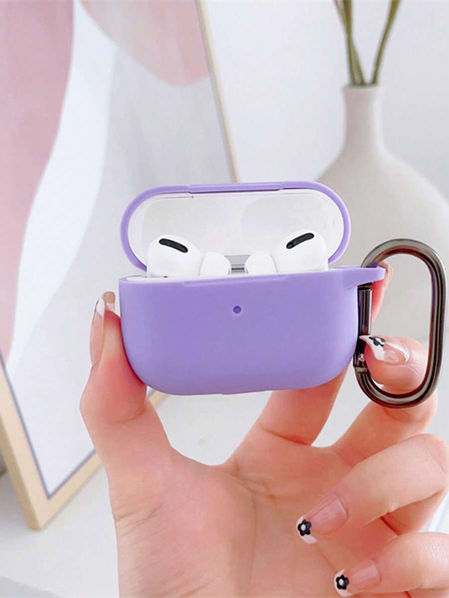 纯色硅胶保护壳适用于 Airpods 耳机 - 紫色 - 查看 1
