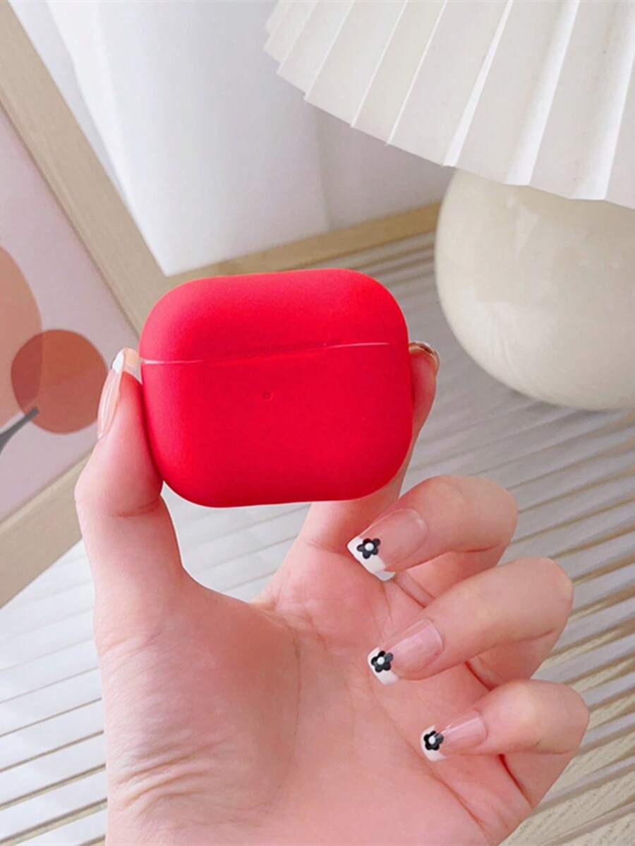 كفر سيليكون موحدة اللون متوافق مع أجهزة Airpods - الأحمر - مشاهدة 1