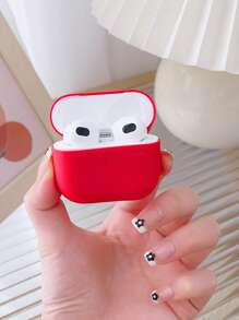 كفر سيليكون موحدة اللون متوافق مع أجهزة Airpods - الأحمر - مشاهدة 2