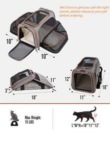 1pc Cat Dog Carrier Expandable Pet Carrier with Removable Fleece Pad and Pockets for Cats/Puppy - Light Grey - View 4