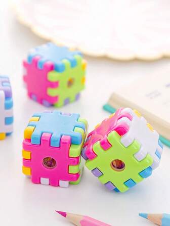 1入組魔方設計卷筆刀創意便攜式基礎卷筆刀適合學生辦公室