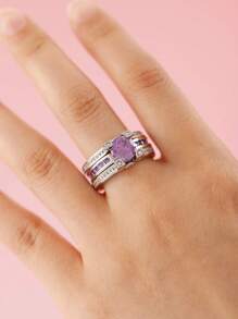 2 cái/bộ Nhẫn trang trí kim cương giả - Nhiều màu - Xem 2