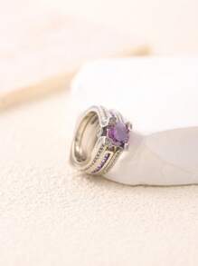 2 cái/bộ Nhẫn trang trí kim cương giả - Nhiều màu - Xem 3