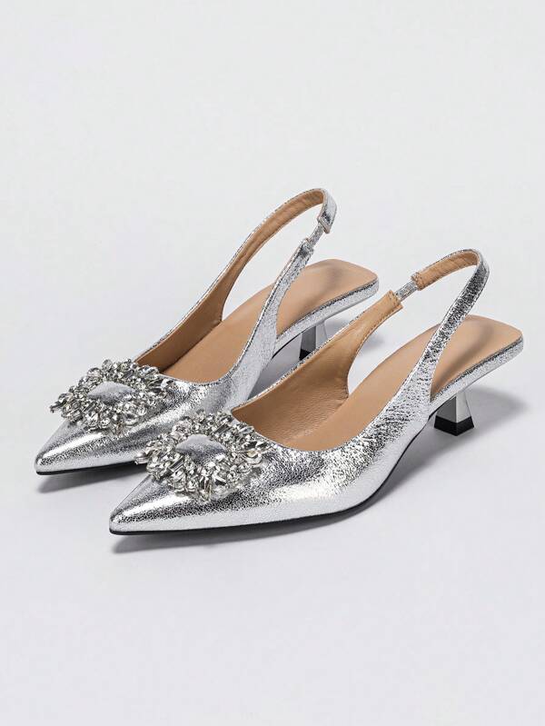 silver rhinestone pumps