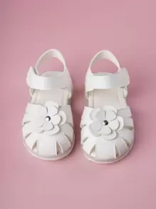 Bebé niñas Sandalias con correa en el tobillo con diseño de flor dulce para verano - Blanco - Ver 1