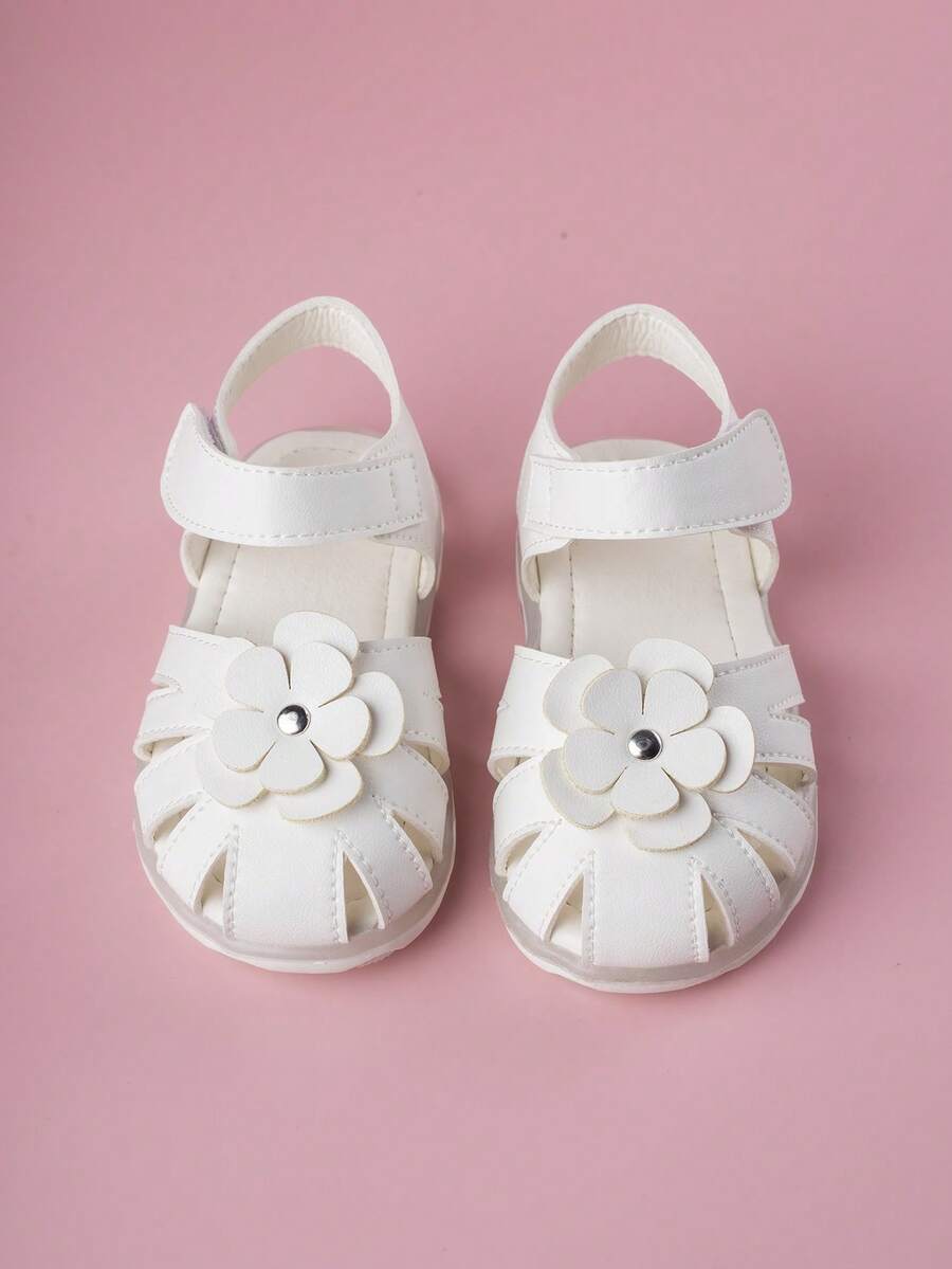 Bebé niñas Sandalias con correa en el tobillo con diseño de flor dulce para verano - Blanco - Ver 1