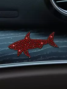 1 pieza Adhesivo para coche con diamante de imitación en forma de tiburón - Rojo - Ver 1