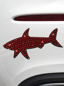1 pieza Adhesivo para coche con diamante de imitación en forma de tiburón - Rojo - Ver 4