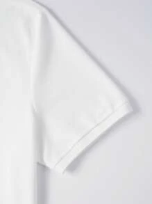 Manfinity Homme 男士刺繡細節拼接邊POLO衫 - 白色 - 查看 6