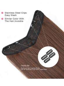 夾片長款直筒合成纖維接髮 - Light Brown - 查看 5