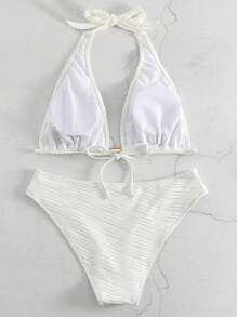 Swim SXY Bañador bikini halter liso - Blanco - Ver 4