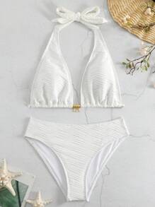 Swim SXY Bañador bikini halter liso - Blanco - Ver 7