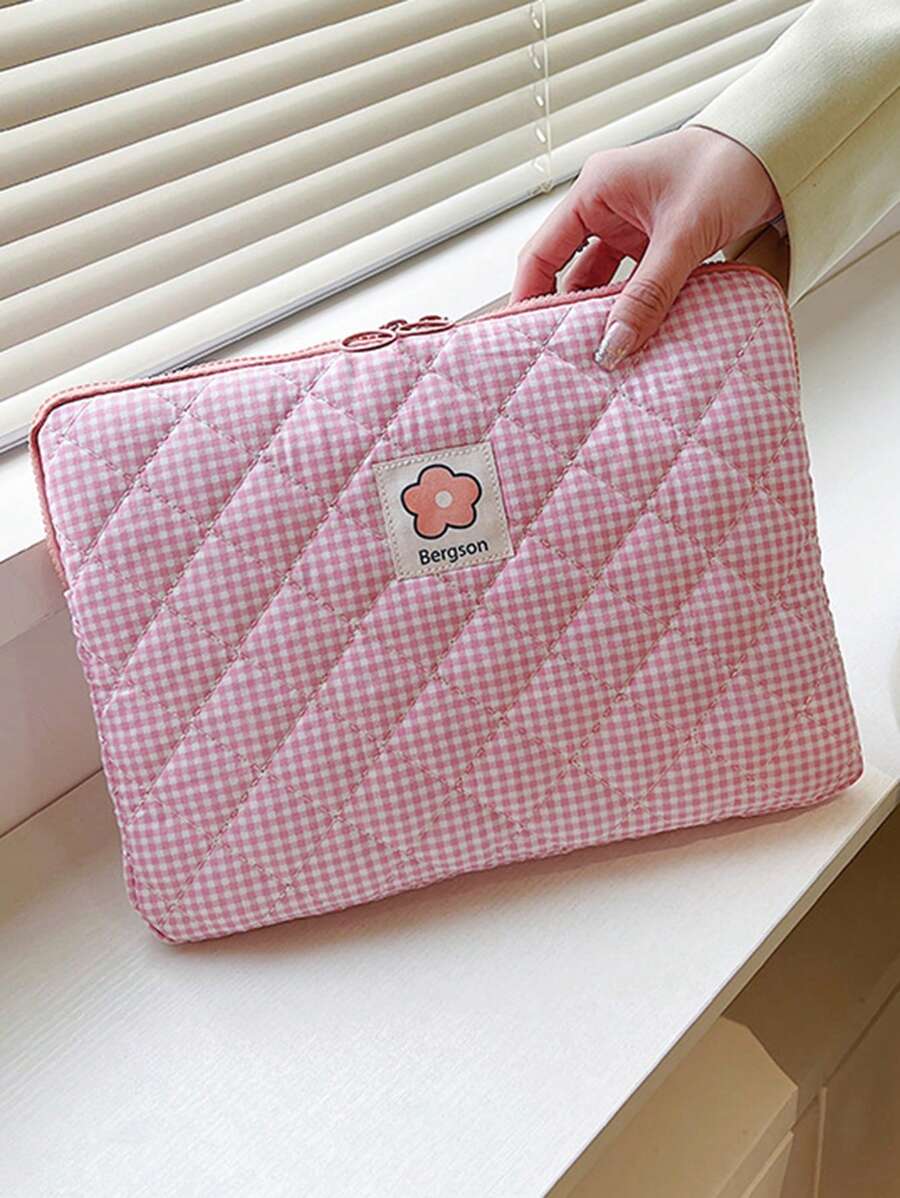 1 Túi đựng laptop họa tiết kẻ sọc dung lượng lớn Tương thích với Macbook - Hồng - Xem 1