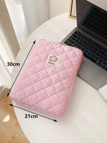 1 Túi đựng laptop họa tiết kẻ sọc dung lượng lớn Tương thích với Macbook - Hồng - Xem 4