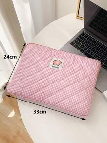 1 Túi đựng laptop họa tiết kẻ sọc dung lượng lớn Tương thích với Macbook - Hồng - Xem 5