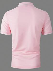 Manfinity Homme 男士拼接邊POLO衫 - 淺粉色 - 查看 2