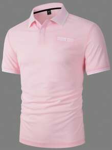 Manfinity Homme 男士拼接邊POLO衫 - 淺粉色 - 查看 3