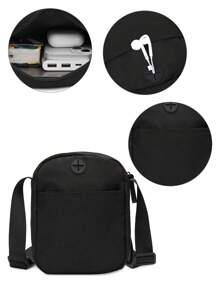 Multifunctional Small Crossbody Bag Side Shoulder Bag For Men, Mini Messenger Bag Sling Bag Casual Bag For High School Student University Student Freshman - Black - View 8