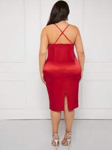 SHEIN SXY Plus Draped Collar Satin Cami Dress