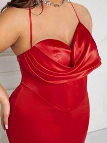 SHEIN SXY Plus Draped Collar Satin Cami Dress