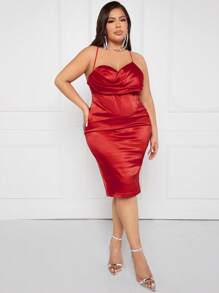 SHEIN SXY Plus Draped Collar Satin Cami Dress