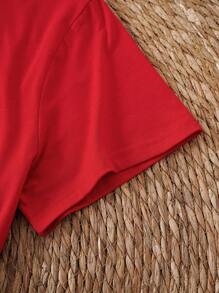 INAWLY Plus Heart & Letter Graphic Tee - Red - View 3