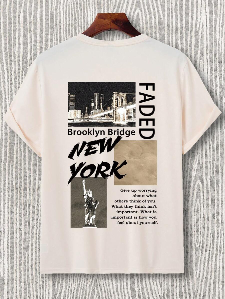 Manfinity EMRG Áo thun & Áo lót Nam Slogan Giải trí - Màu be - Xem 1