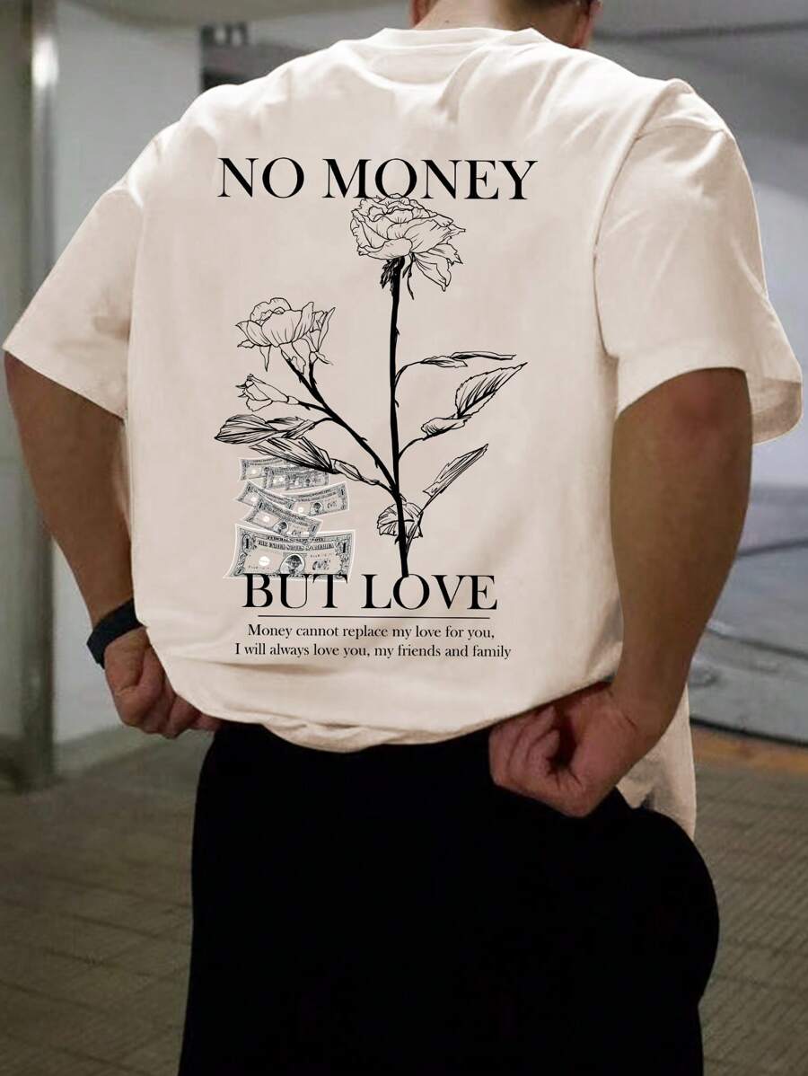 Manfinity Homme Men Floral & Slogan Graphic Tee - Apricot - View 1