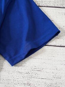 SHEIN Essnce Áo thun nữ Slogan Giải trí - Xanh đậm - Xem 3