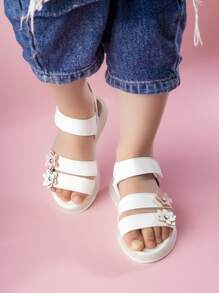 Cô gái trang trí hoa dép quai mắt cá chân cho ngoài trời - trắng - Xem 4