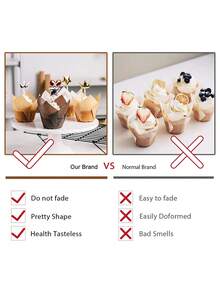 200pcs Solid Paper Cupcake Liner, Simple Plain Color Muffin Pan For Baking, Kitchen - Multicolor - View 4