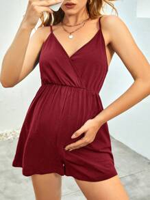 SHEIN Maternidad Mono de tirantes unicolor - Burdeos - Ver 1