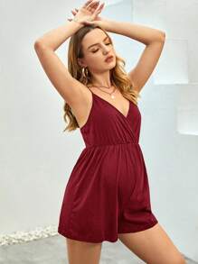 SHEIN Maternidad Mono de tirantes unicolor - Burdeos - Ver 5