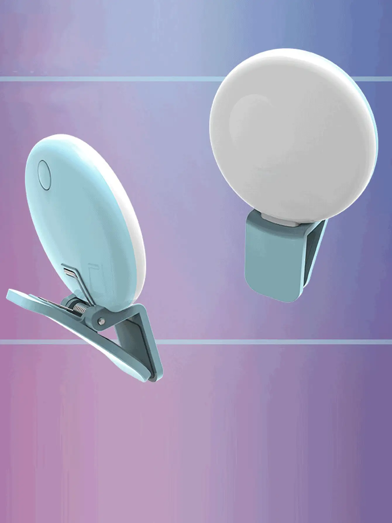 1入組夾式圓形手機補光燈 - 藍色 - 查看 2