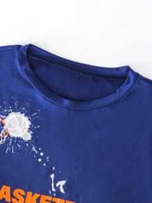 SHEIN Bộ hai mảnh Trai Lá thư Con số Giải trí - Màu xanh lam - Xem 4