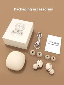 無線耳機，Jerry 5.3，電池壽命長，相容於 Apple/ipad/android 系統，便攜式旅行 - 米色 - 查看 4