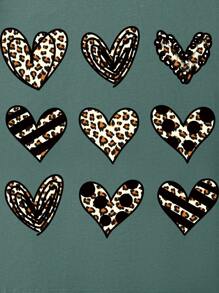 SHEIN Unity Áo thun Plus size In hoa Báo Tim Giải trí - màu xanh lá - Xem 6