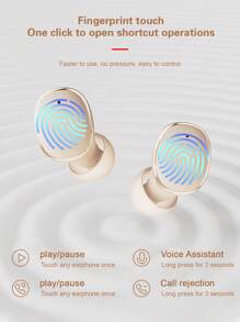 無線耳機，Jerry 5.3，電池壽命長，相容於 Apple/ipad/android 系統，便攜式旅行 - 米色 - 查看 5