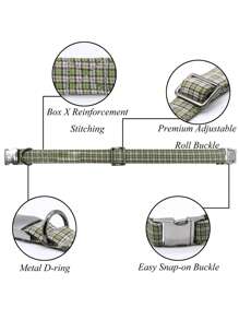 1pc Plaid Pattern Collar & Bow Tie Adjustable Pet Collar - Green - View 3