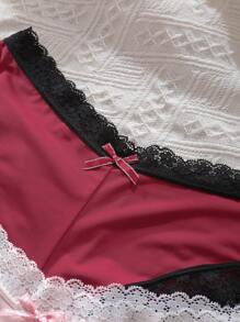 3pack Contrast Lace Bow Front Panty - Multicolor - View 5