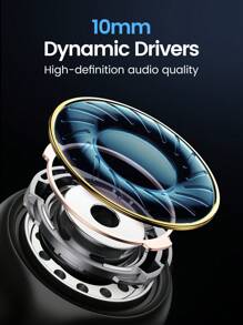 UGREEN 立体声低音耳机入耳式 3.5 毫米手机耳机有线耳机金属 HIFI 耳机带麦克风适用于手机平板电脑笔记本电脑 - 黑色 - 查看 5