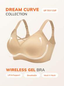 LUVLETTE Plus Nude Dream Curve 2ndSkin Wireless Full Coverage Seamless Side Support Lounge Bra Bralette Bra Workout Sports Lingerie As Outerwear Sticky Basic SizeFreedom Bra No Show Underwear - Apricot - View 12