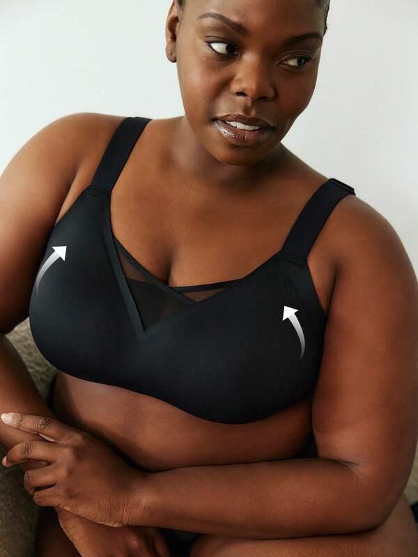 LUVLETTE Sutien sport Plus Dream Curve 2ndSkin, negru, fără fereastră, cu acoperire completă, fără cusături, cu susținere laterală, tip bralette, pentru antrenament, lenjerie intimă sport, ca îmbrăcăminte de exterior, sutien lipicios, invizibile