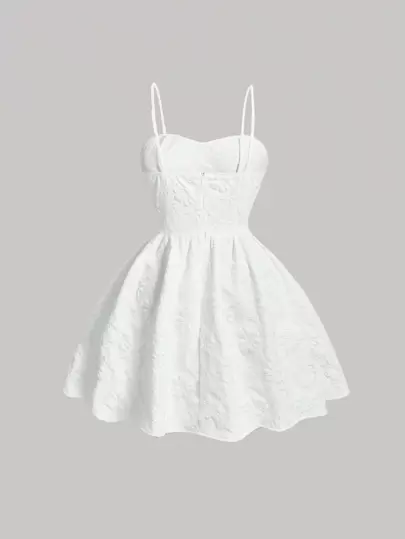 SHEIN MOD Plus Solid Floral Jacquard Cami Dress,Graduation Dress,Birthday Dresses For Women,Corset Dress For Women