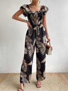 Breezaya Áo liền quần nữ Xù Dải chun Nhiệt đới Boho - Nhiều màu - Xem 1